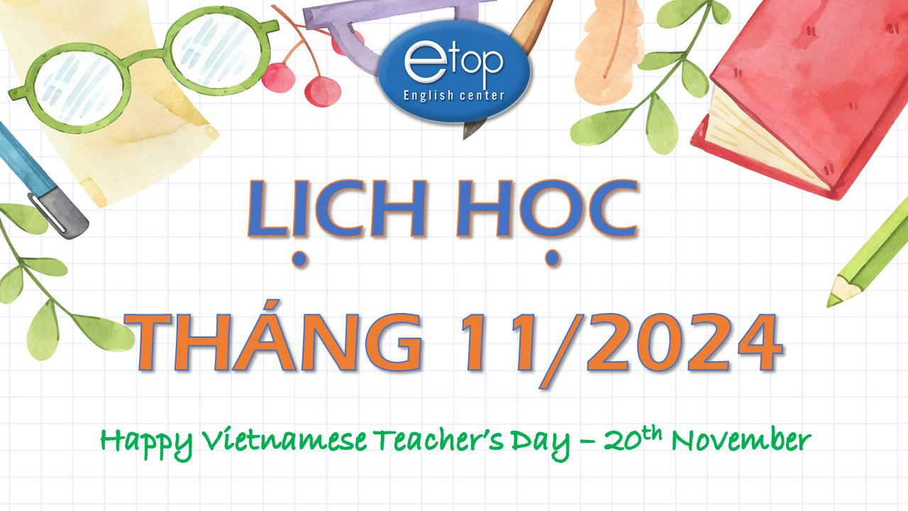 LỊCH HỌC THÁNG 11/2024